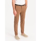 Ombre Men's chino pants with decorative waistband - brown | Shoptok.si