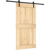  Drsna vrata s kompletom vodil 100x210 cm trdna borovina, (20999179) | Shoptok.si