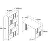 Hanah home radni sto sa policom za knjige lima walnut anthracite