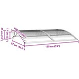 Nadstrešnica za vrata siva 150 x 100 cm polikarbonatna | shoptok.hr