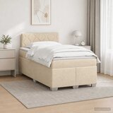  Krevet s box springom, madracem i LED-om Krem 120 x 190 cm | shoptok.hr