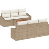 vidaXL Set od 7 dijelova vrtnog kauča s jastučićima bež poli ratan akacija | shoptok.hr