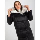 Fashion Hunters Black and beige 2in1 down winter jacket with detachable sleeves Cene