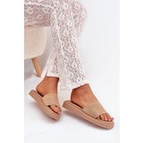 Boto Ladies Platform Slippers Made Of Eco Suede Dark Beige Jorina | Shoptok.si