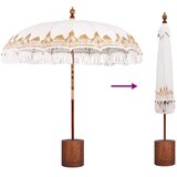 Balinežanski suncobran s bazom Krema i smeđa Ø 210-220 cm | shoptok.hr