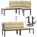  Set vrtnih klupa s jastucima 3 kom crni čelik obložen prahom | shoptok.hr