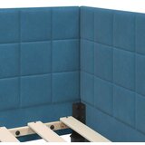 vidaXL Kotna postelja z vzglavjem Modra 90 x 190 cm Žamet | Shoptok.si