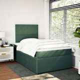 vidaXL Box spring postelja z vzmetnico temno zelena 120x200 cm žamet | Shoptok.si
