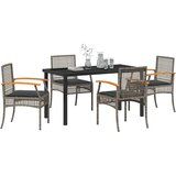  Vrtni set za objed s jastukom 5 pcs Siva i crna Ratan | shoptok.hr