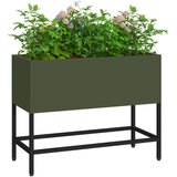 vidaXL Olivno zelena Kovina 60 x 26 x 45 cm Cvetlični zabojniki | Shoptok.si