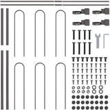  Vrtna ograja s krožnim vrhom, siva, 15,3 x 1,2 m, jeklo | Shoptok.si