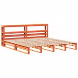 vidaXL Posteljni okvir z vzglavjem voščeno rjava 200x200 cm borovina, (21322369) | Shoptok.si