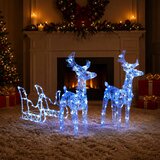  Ukrasni božićni sobovi i sanjke 160 LED žarulja 130 cm akrilni Plava 43 x 11 x 55 cm (2 kom) | shoptok.hr