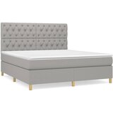 The Living Store Box spring postelja z vzmetnico svetlo siva 160x200 cm žamet - Box Spring Postelja, (21488520) | Shoptok.si