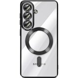 AVIZAR Mehko ohišje MagSafe za Galaxy S26 Plus, odporno na udarce, s kromiranim robom, Prozorno črna, (5000190510) | Shoptok.si