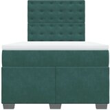 vidaXL Box spring postelja z vzmetnico temno zelena 120x200 cm žamet | Shoptok.si