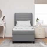  Kutna vzmetnica z vzmetnico Svetlo siva 90x190 cm Tkanina, (22083233) | Shoptok.si