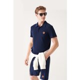 Avva Men's Navy Blue Soft Touch Towel Polo Collar Marine Printed Standard Fit Regular Fit T-shirt cene