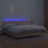  Krevet box spring madrac LED cappuccino 160x200cm umjetna koža | shoptok.hr