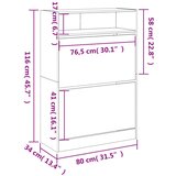 Ormarić za cipele s 2 ladice boja hrasta 80 x 34 x 116 cm | shoptok.hr