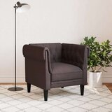 vidaXL Fotelja Chesterfield tamnosmeđa od tkanine | shoptok.hr