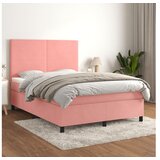  Box spring postelja z vzmetnico roza 140x200 cm žamet | Shoptok.si