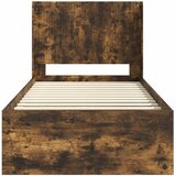  Krevetna konstrukcija s pohranom i uzglavljem Dimljeni hrast Smeđa 90 x 190 cm | Shoptok.si