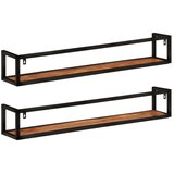  Zidne police 2 kom 110 x 17 x 17 cm od masivnog bagremovog drva | shoptok.hr