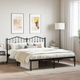 vidaXL Kovinski posteljni okvir z vzglavjem črn 160x200 cm | Shoptok.si