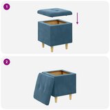  Otoman za pohranu s jastukom Plava 40 x 40 x 45 cm Baršun - Plava 40 cm Baršun | shoptok.hr