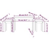  Komplet mizic 3 kosi medeno rjava trdna borovina, (20712467) | Shoptok.si