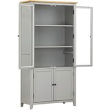 MID.YOU VITRINA, furnirano, masivno hrast, bor siva, prozorno, naravne barve | Shoptok.si