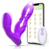 Powerful Thrusting Wearable Dildo with Remote Purple