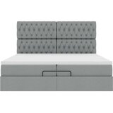 vidaXL Otomanski posteljni okvir z vzmetnicami siv 200x200 cm blago | Shoptok.si