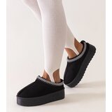 Gemre Black embroidered slippers on a high platform Luanela Cene