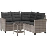  Vrtna sofa sa stolom i jastucima L-oblika siva poli ratan | Eponuda.com