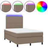  Krevet box spring s madracem LED smeđesivi 120 x 200 cm tkanina | shoptok.hr