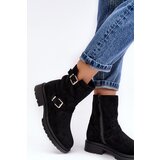 Boto Women's Flat Heel Boots with Buckles Black Bliggore | ePonuda.com