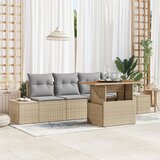 vidaXL Vrtna sofa garnitura Set 5 Bež Ratan Zunanja jedilna garnitura | Shoptok.si