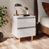  Noćni ormarići s drvenim nogama 2 kom sjajni bijeli 40x35x50 cm | shoptok.hr