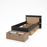 Marckeric Crni/u prirodnoj boji krevet u dekoru hrasta s prostorom za odlaganje bez podnice 90x200 cm Albo – | shoptok.hr