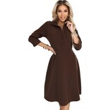 Numoco 286-9 SANDY Flared shirt dress with belt - chocolate | Shoptok.si
