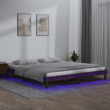  LED okvir za krevet smeđa boja meda 140 x 190 cm masivno drva | Eponuda.ba