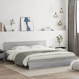  Okvir kreveta s uzglavljem siva boja hrasta 200x200 cm | shoptok.hr