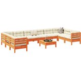  11-dijelni set vrtnih sofa s jastucima voštano smeđi borovine | shoptok.hr