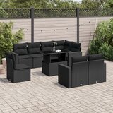 vidaXL 9-dijelni set vrtnih sofa s jastucima crni od poliratana | shoptok.hr