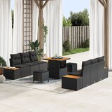 vidaXL 9-dijelni vrtni sofa set s jastučićima crni poli ratan akacija, 3-dijelni vrtni stolni set s jastučićima crni poli ratan akacija | shoptok.hr