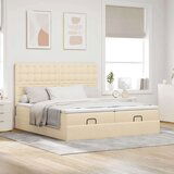 vidaXL Otomanski okvir kreveta s madracima krem 200x200cm od tkanine | shoptok.hr