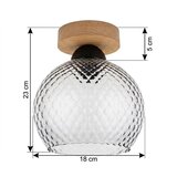 Brilagi LED stropno svetlo R GLASS 1xE27/60W/230V, prečnik 18 cm, hrast/dimno siva | Eponuda.com