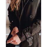 DStreet Płaszcz damski długi z paskiem SLIMFOTA czarny | Shoptok.si